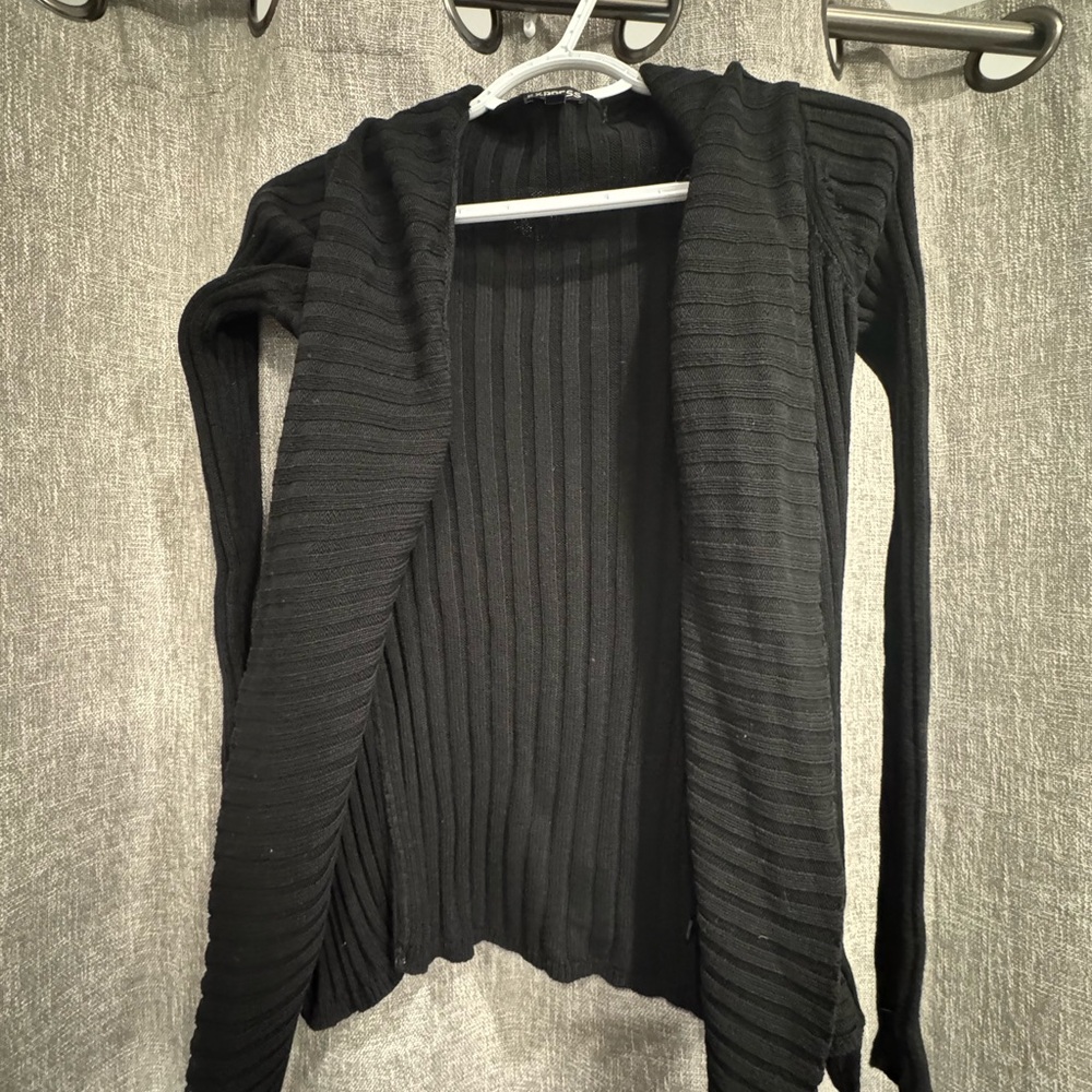 Express Women's Black Ribbed Cardigan